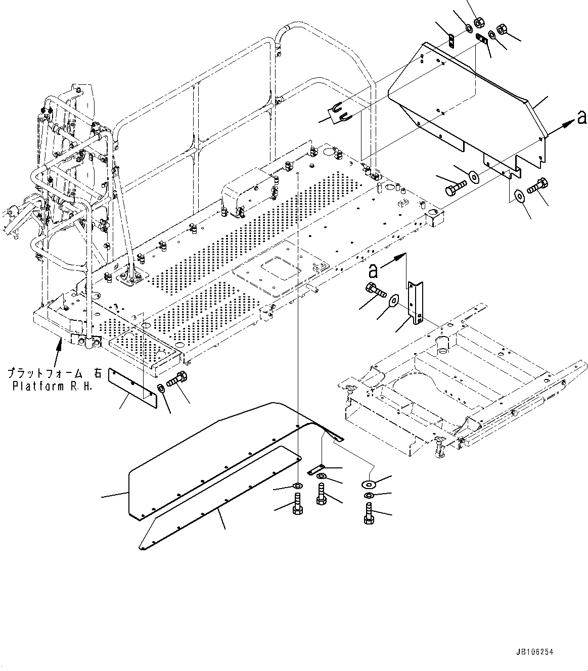 Komatsu parts book diagram for HD605-10 S/N 60001-UP: PLATFORM GUARD, R.H.(#60001-)