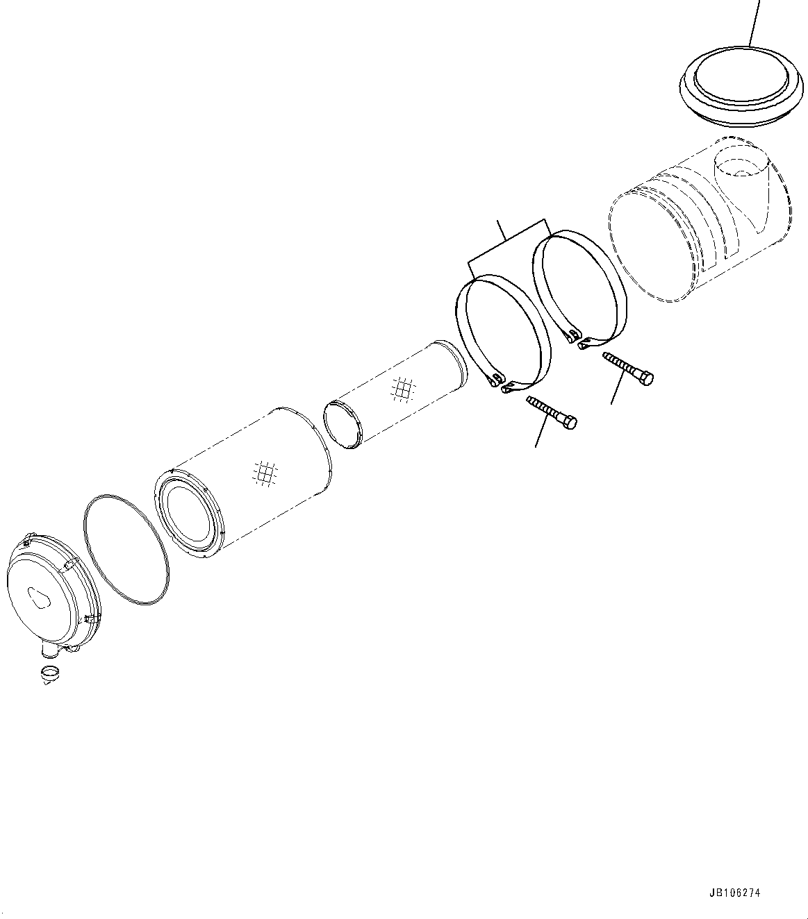 Komatsu parts book diagram for HD605-10 S/N 60001-UP: PLATFORM GROUP, AIR CLEANER RELATED PARTS(#60001-)