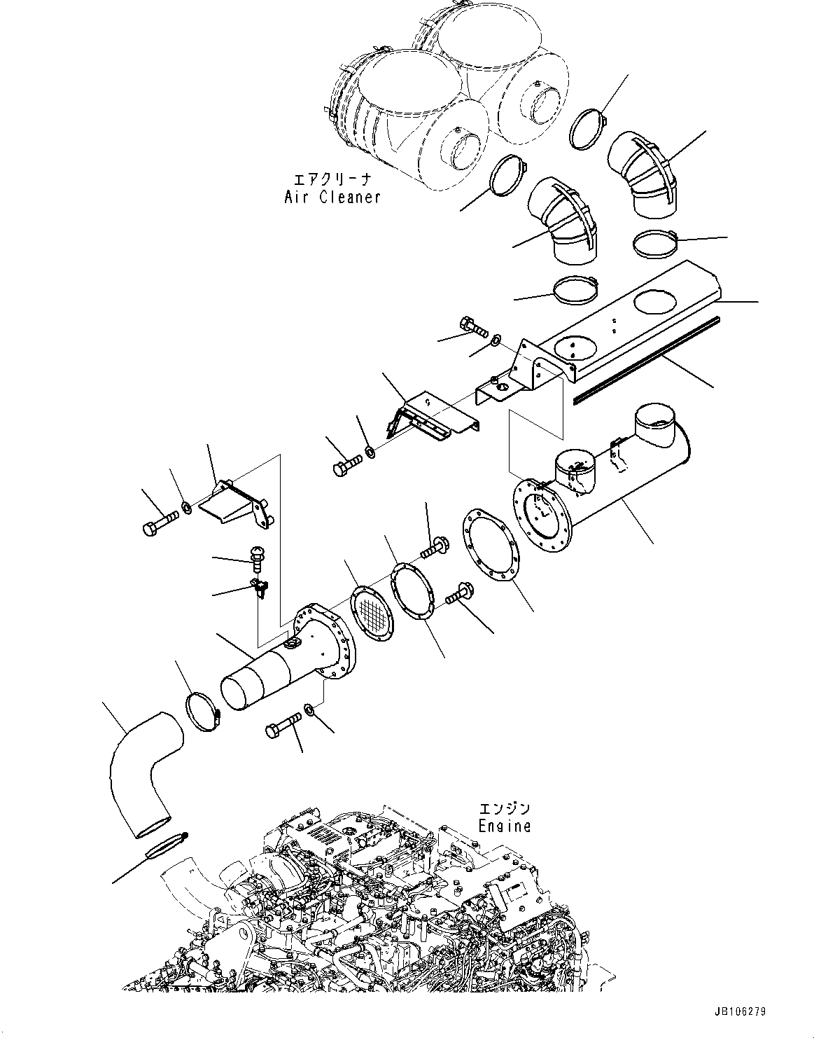 Komatsu parts book diagram for HD605-10 S/N 60001-UP: PLATFORM GROUP, AIR INTAKE PIPING(#60001-)