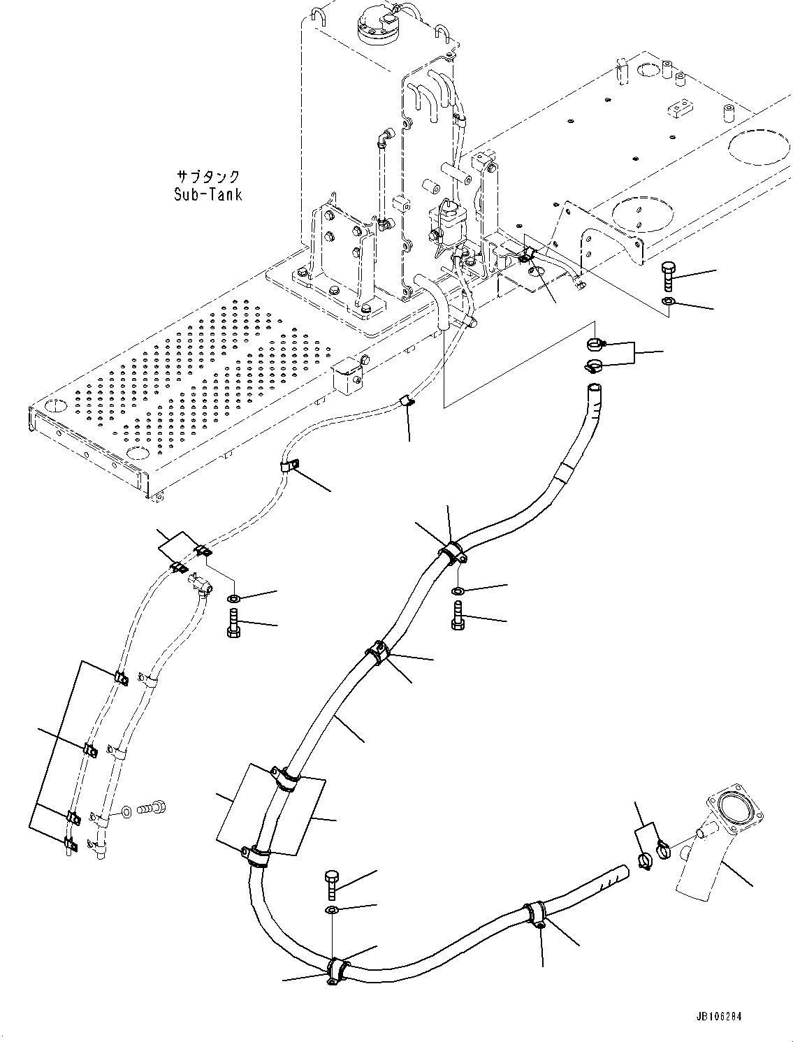 Komatsu parts book diagram for HD605-10 S/N 60001-UP: PLATFORM GROUP, COOLANT PIPING(#60001-)