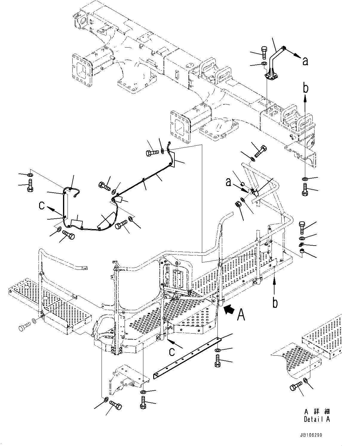Komatsu parts book diagram for HD605-10 S/N 60001-UP: SIDE PLATFORM, RELATED PARTS, L.H.(#60001-)