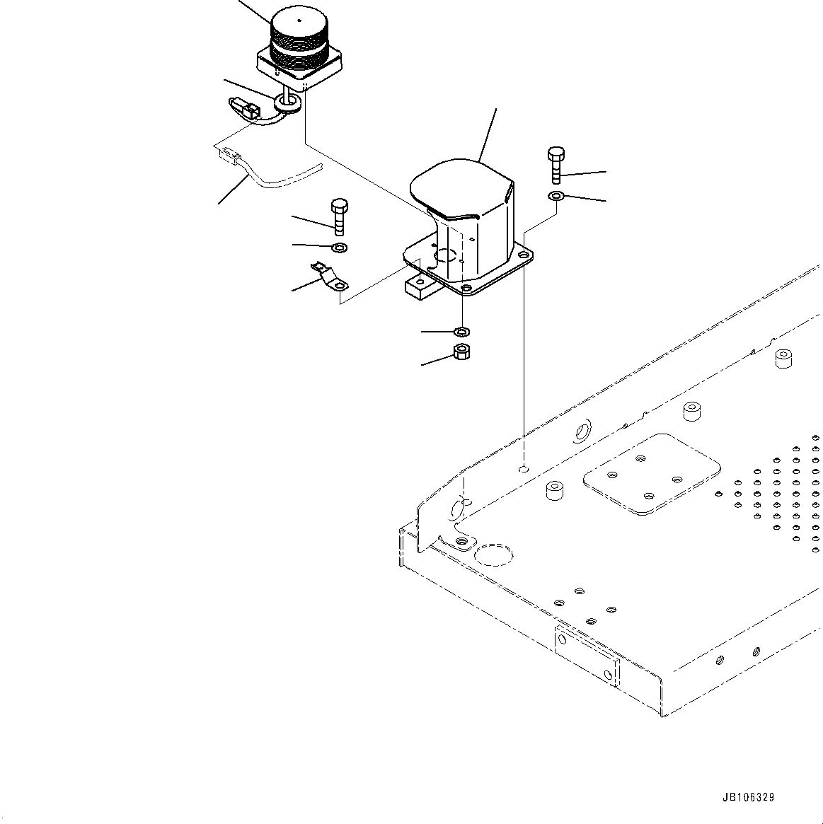 Komatsu parts book diagram for HD605-10 S/N 60001-UP: SIDE PLATFORM, AMBER REVOLVING LAMP(#60001-)