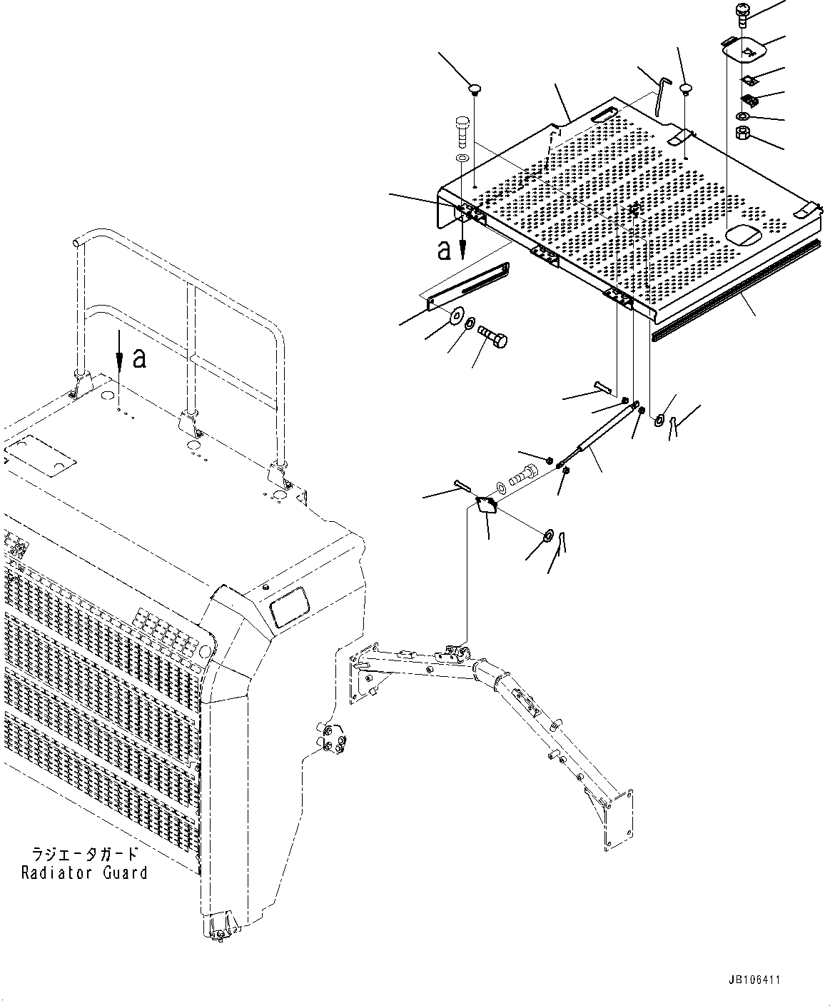 Komatsu parts book diagram for HD605-10 S/N 60001-UP: HOOD, HOOD MOUNTING(#60001-)