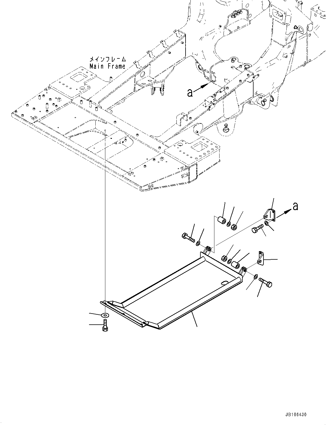 Komatsu parts book diagram for HD605-10 S/N 60001-UP: ENGINE UNDER GUARD, GUARD(#60001-)