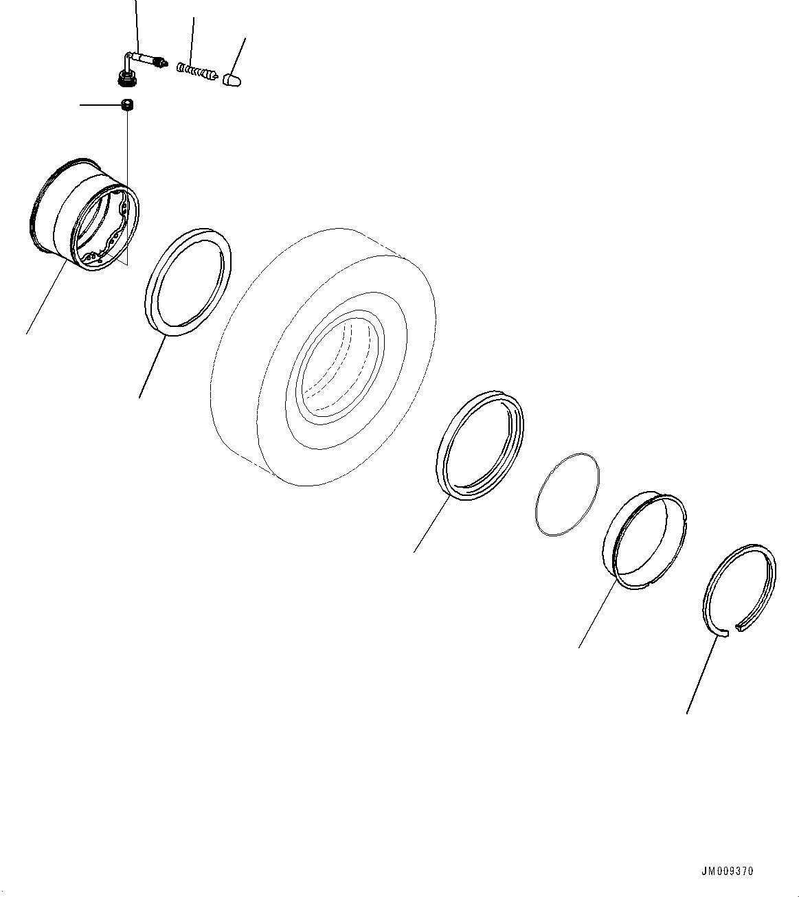 Komatsu parts book diagram for HD605-10 S/N 60001-UP: RIM, FRONT(#60001-)