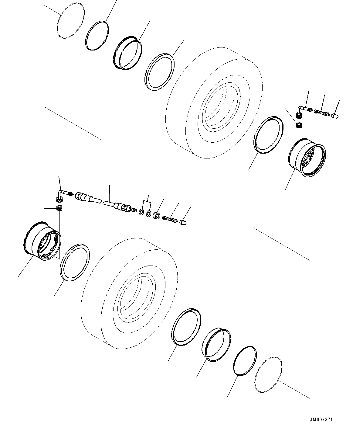Komatsu parts book diagram for HD605-10 S/N 60001-UP: RIM, REAR(#60001-)
