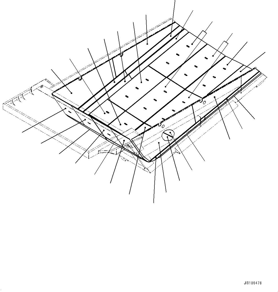 Komatsu parts book diagram for HD605-10 S/N 60001-UP: BODY, STEEL LINER(#60001-)