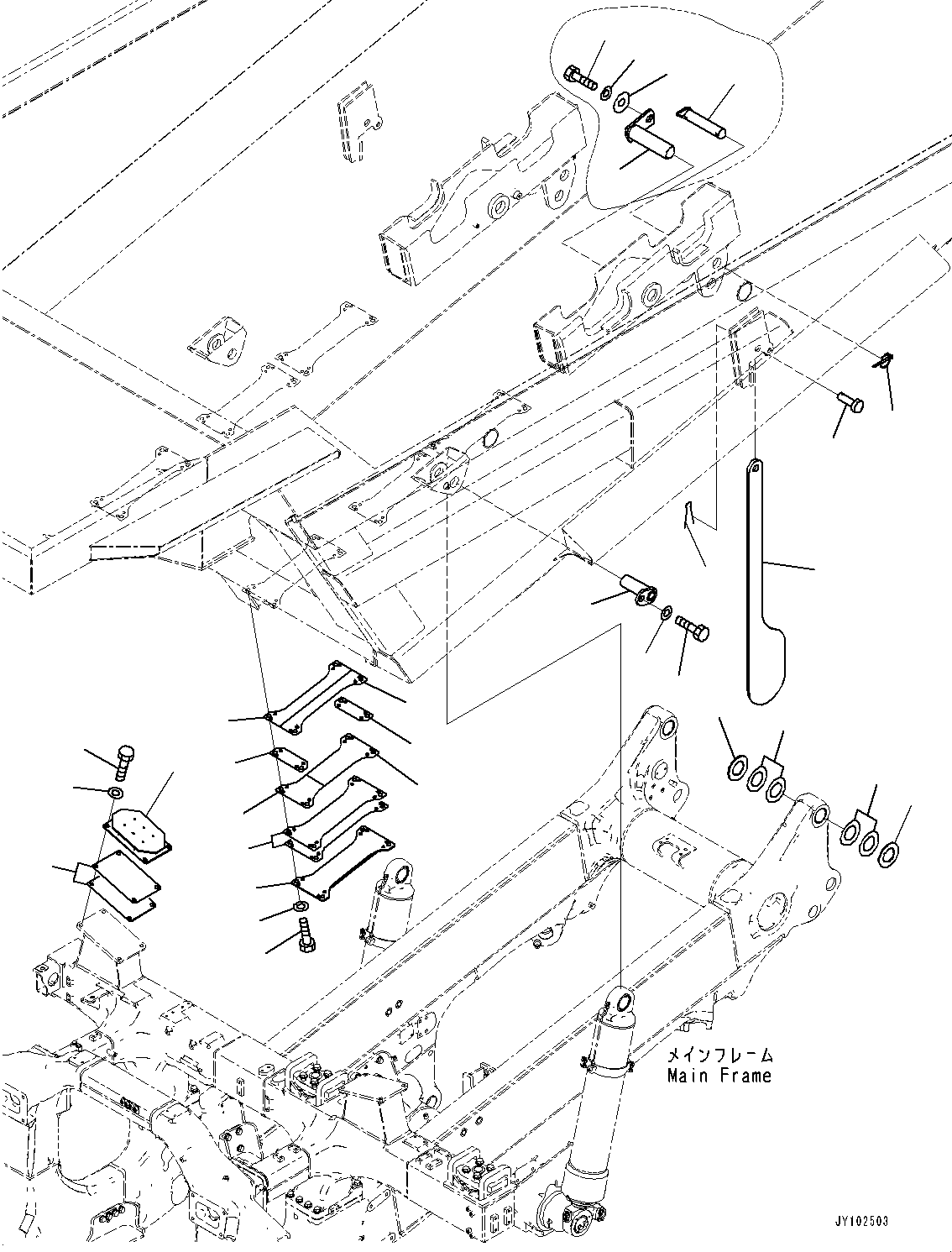 Komatsu parts book diagram for HD605-10 S/N 60001-UP: BODY RELATED PARTS, RELATED PARTS (WITH 40M3, SELF RUN PACKAGE)(#60001-)