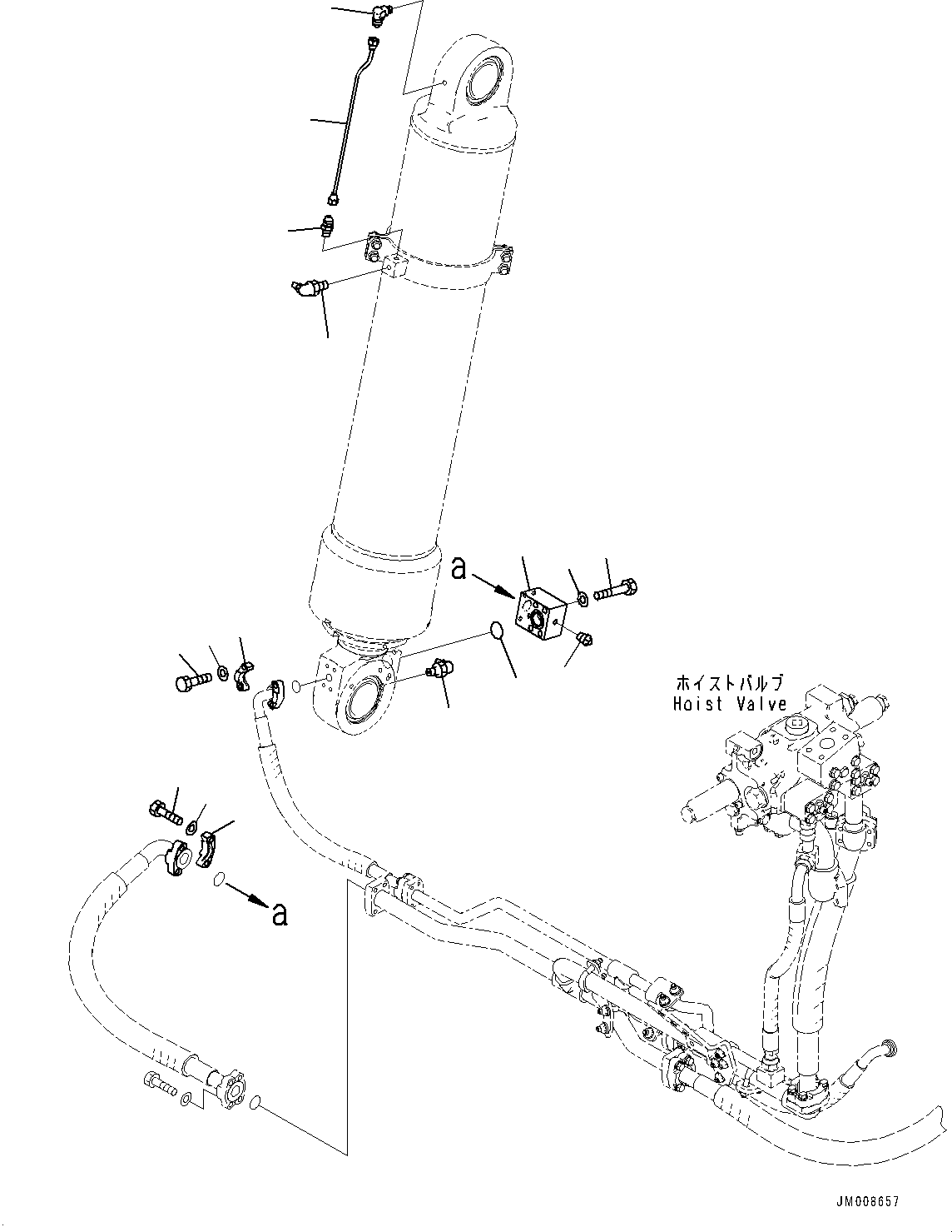 Komatsu parts book diagram for HD605-10 S/N 60001-UP: HOIST CYLINDER, RELATED PARTS, R.H.(#60001-)