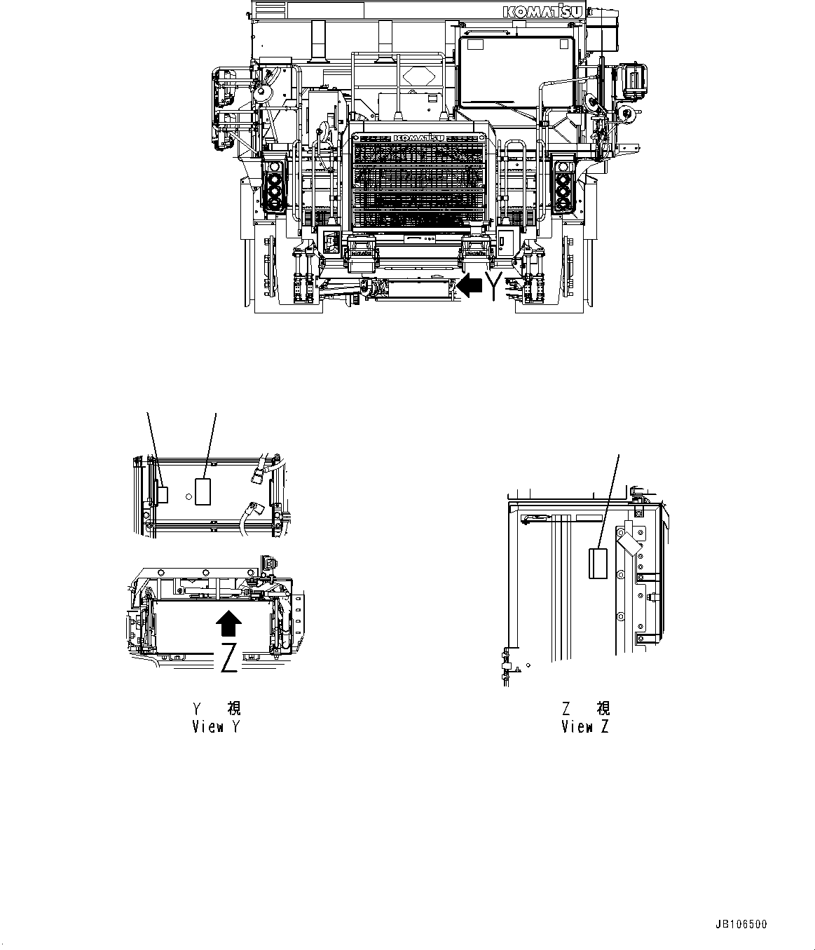 Komatsu parts book diagram for HD605-10 S/N 60001-UP: NAME PLATE, LARGE CAPACITY BATTERY, (#60001-)
