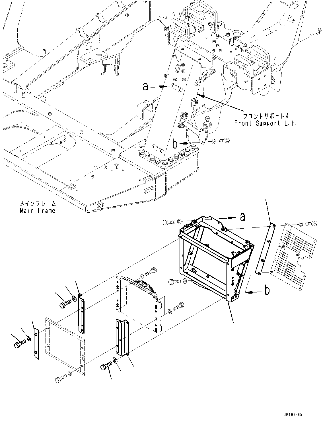 Komatsu parts book diagram for HD605-10 S/N 60001-UP: AIR CONDITIONER RELATED PARTS, AIR CONDITIONER CONDENSER UNIT MOUNTING (1/3)(#60001-)