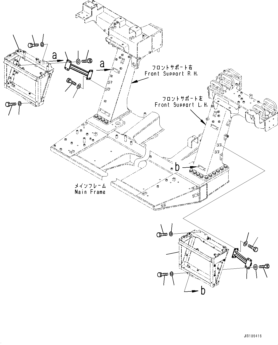 Komatsu parts book diagram for HD605-10 S/N 60001-UP: AIR CONDITIONER RELATED PARTS, AIR CONDITIONER CONDENSER UNIT MOUNTING (3/3)(#60001-)