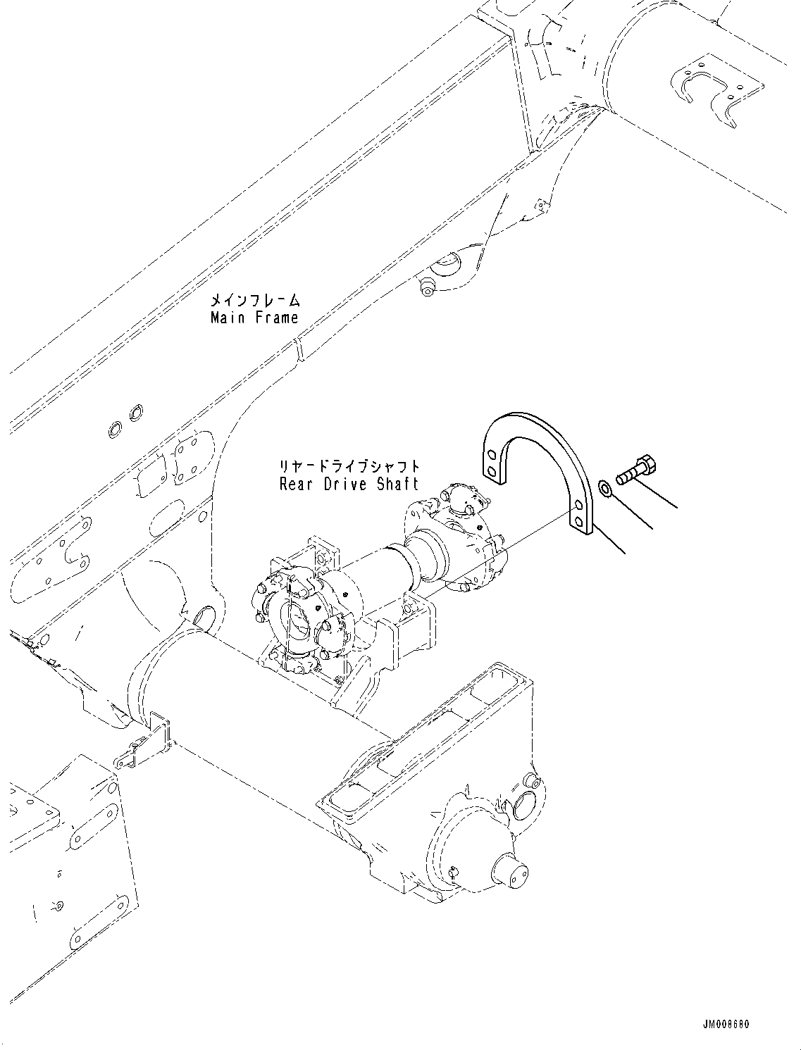 Komatsu parts book diagram for HD605-10 S/N 60001-UP: REAR DRIVE SHAFT GUARD, GUARD(#60001-)