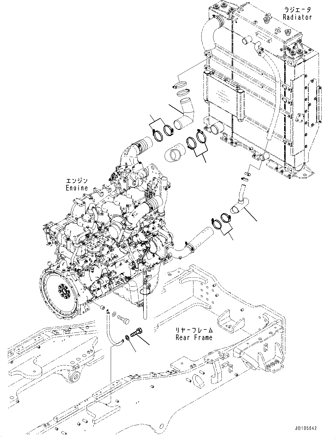 Komatsu parts book diagram for GD955-7M0 S/N 31001-UP: ENGINE, CLAMP(#30001-)