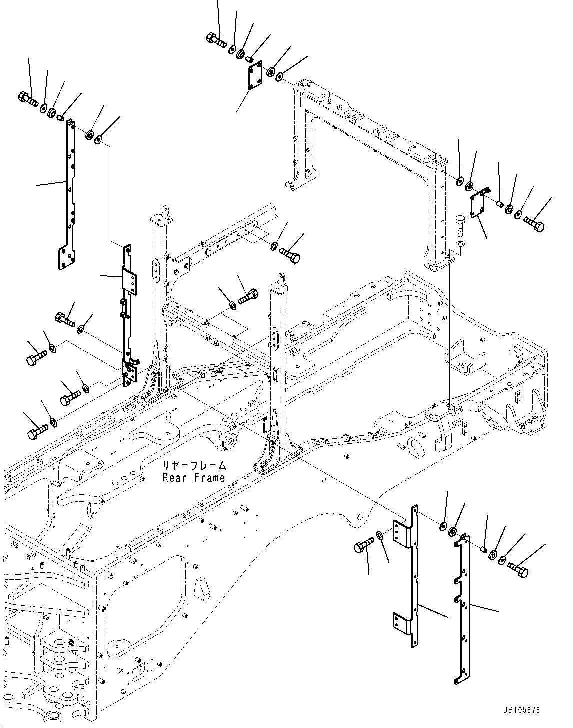 Komatsu parts book diagram for GD955-7M0 S/N 31001-UP: ENGINE RELATED PARTS, BRACKET (1/2)(#30001-)