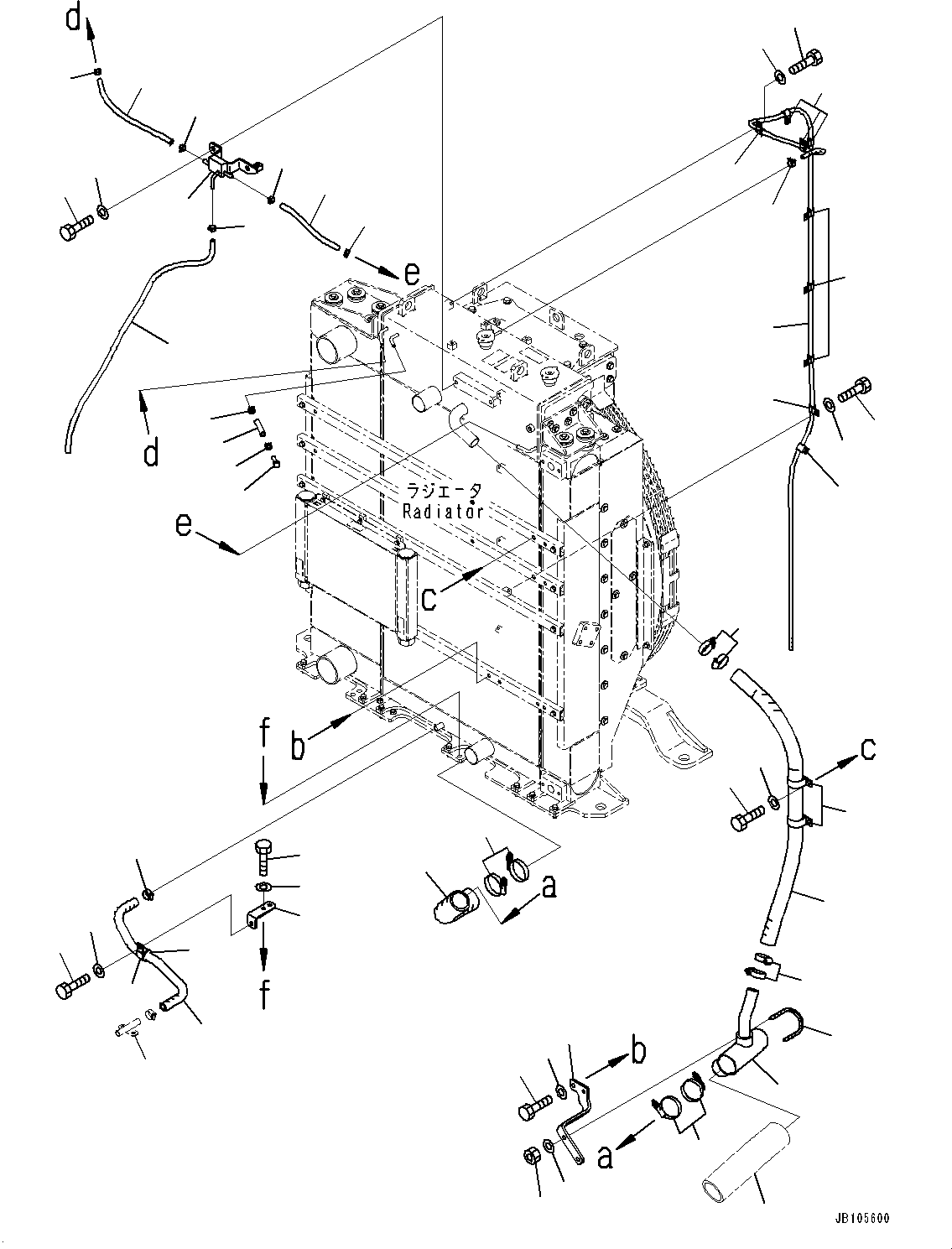 Komatsu parts book diagram for GD955-7M0 S/N 31001-UP: RADIATOR, RADIATOR PIPING (1/2)(#30001-)