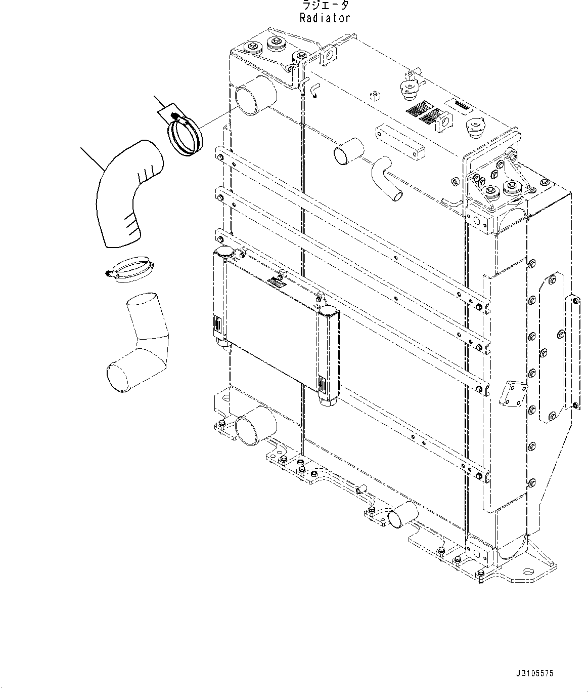 Komatsu parts book diagram for GD955-7M0 S/N 31001-UP: RADIATOR, AFTERCOOLER PIPING(#30001-)