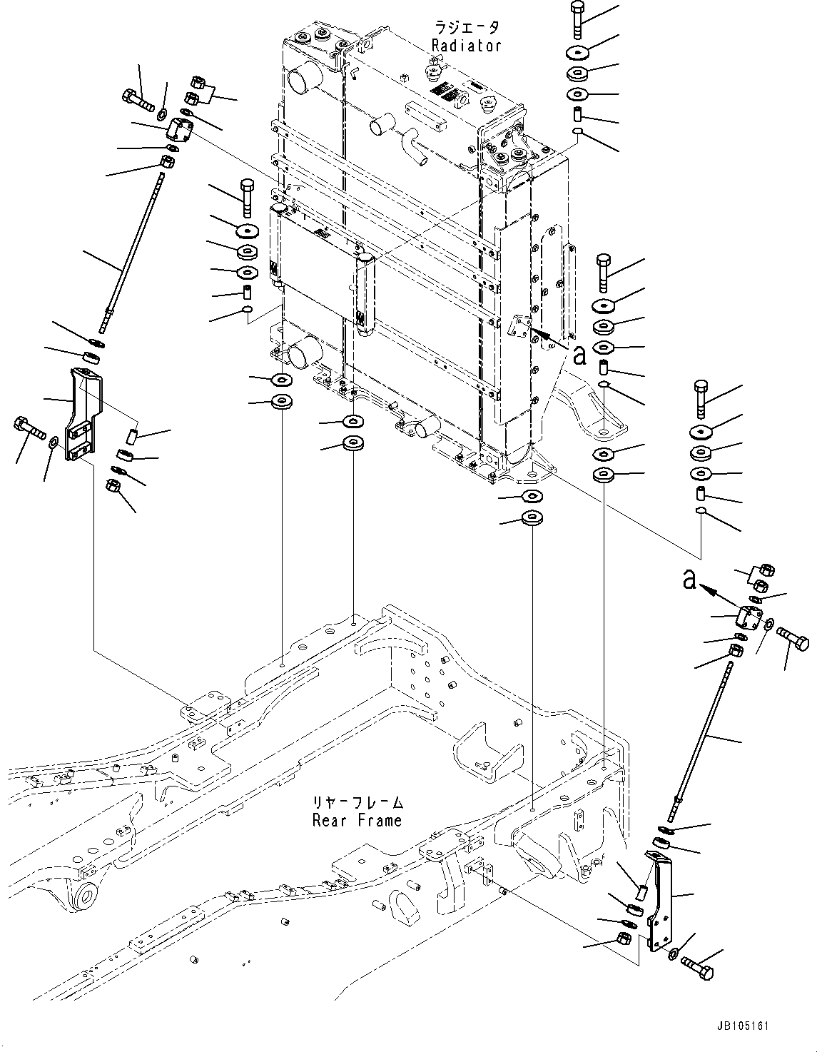 Komatsu parts book diagram for GD955-7M0 S/N 31001-UP: RADIATOR, RADIATOR MOUNTING(#30001-)