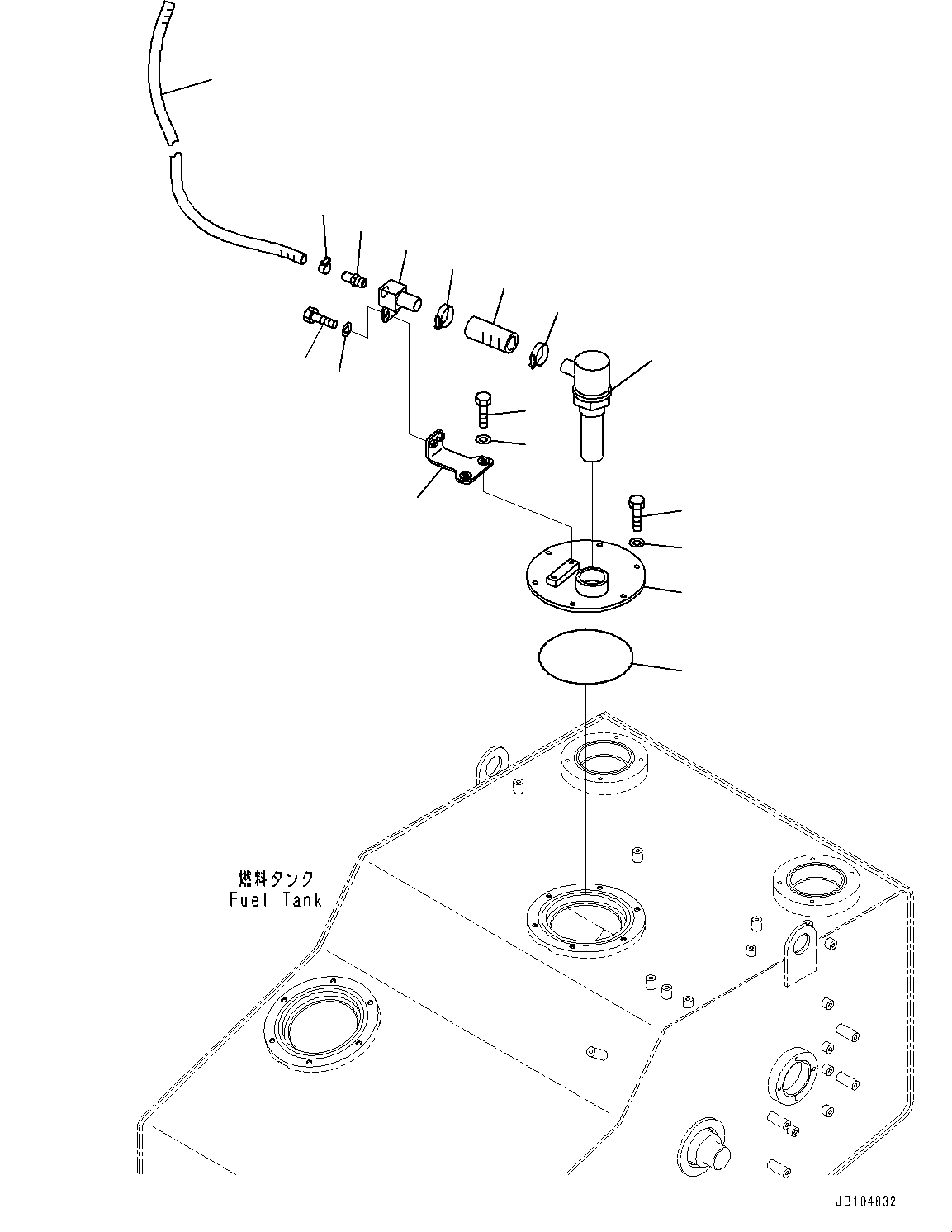 Komatsu parts book diagram for GD955-7M0 S/N 31001-UP: FUEL TANK, VENT(#30001-)