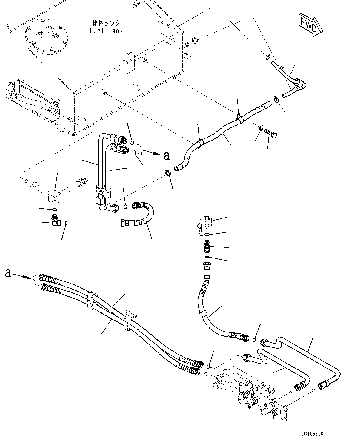 Komatsu parts book diagram for GD955-7M0 S/N 31001-UP: SERVICE CENTER, SERVICE CENTER PIPING (2/2)(#30001-)