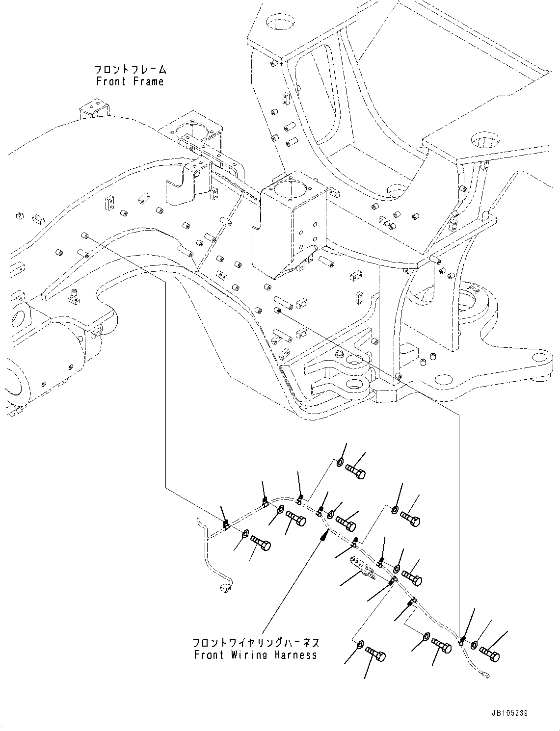 Komatsu parts book diagram for GD955-7M0 S/N 31001-UP: FRONT WIRING HARNESS, WIRING HARNESS MOUNTING (4/8)(#30001-)