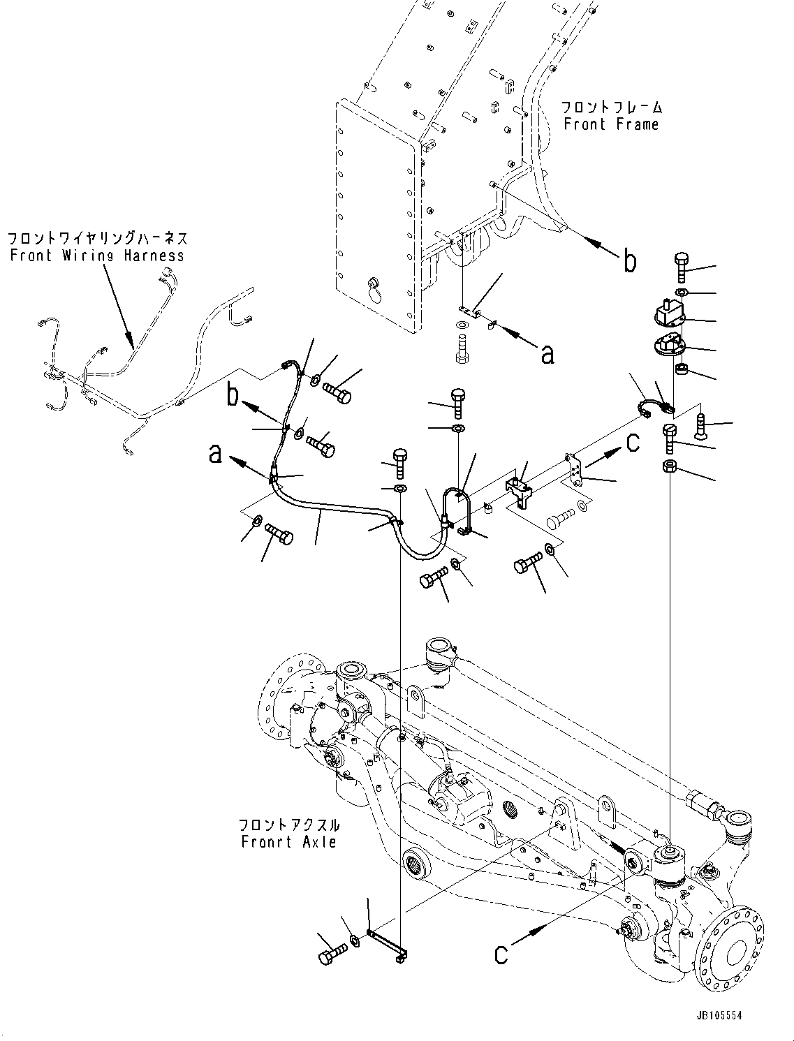 Komatsu parts book diagram for GD955-7M0 S/N 31001-UP: FRONT WIRING HARNESS, ANGLE SENSOR(#30001-)