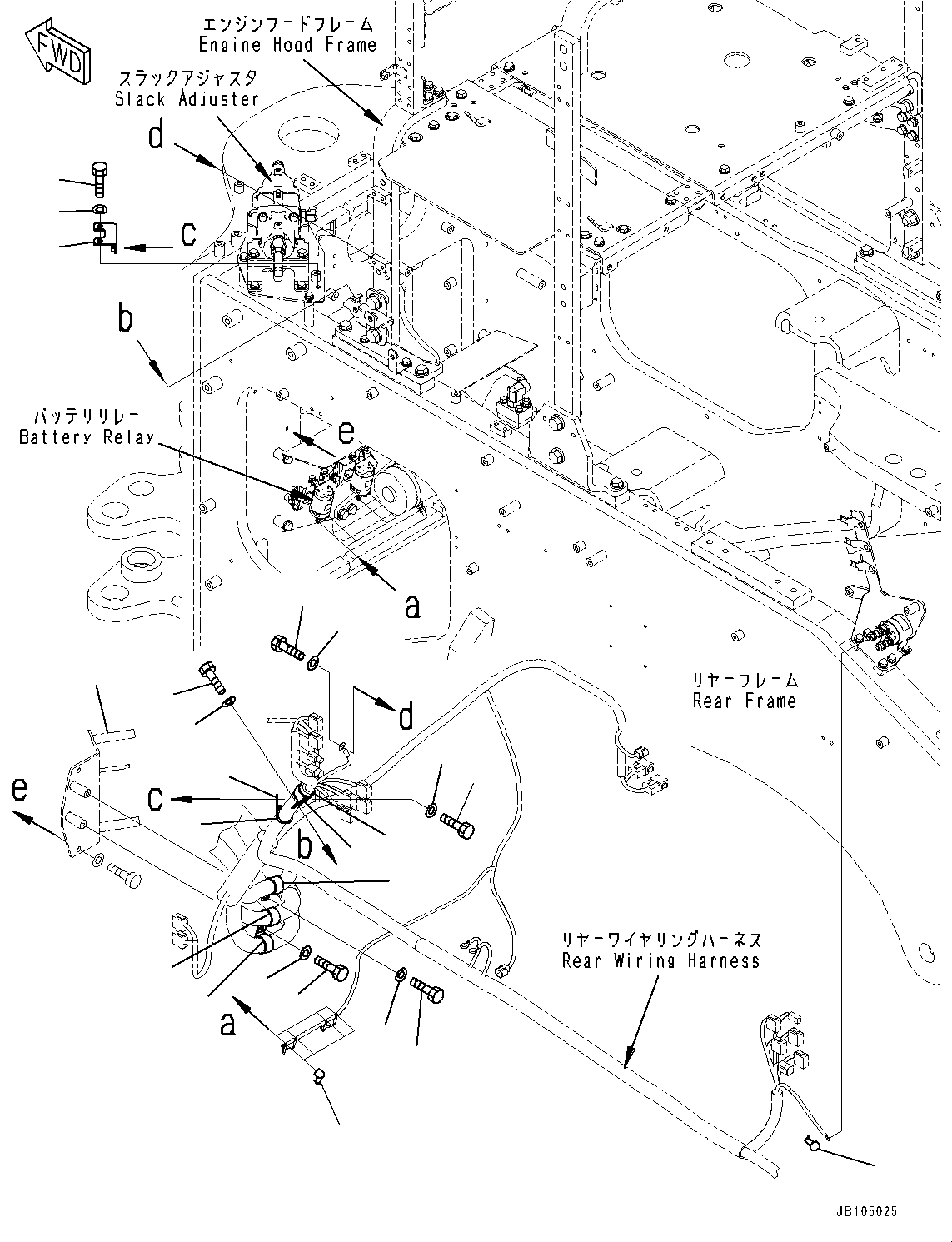 Komatsu parts book diagram for GD955-7M0 S/N 31001-UP: REAR WIRING HARNESS, WIRING HARNESS MOUNTING (7/7)(#30001-)