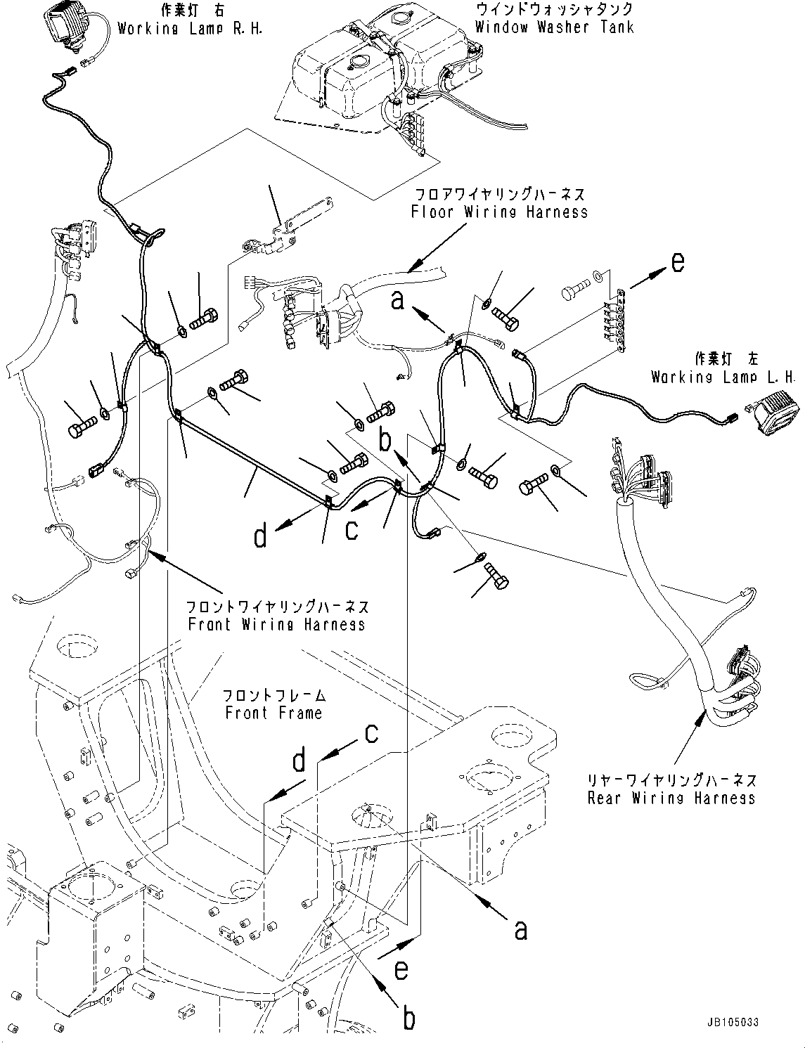 Komatsu parts book diagram for GD955-7M0 S/N 31001-UP: REAR WIRING HARNESS, WORKING LAMP WIRING HARNESS(#30001-)