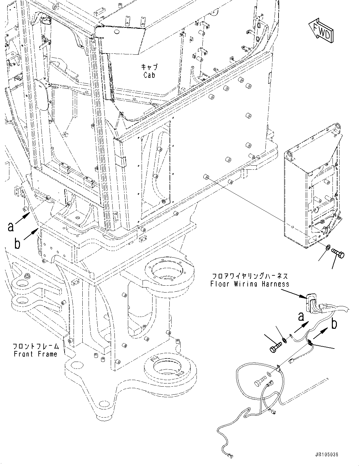Komatsu parts book diagram for GD955-7M0 S/N 31001-UP: REAR WIRING HARNESS, BOLT(#30001-)