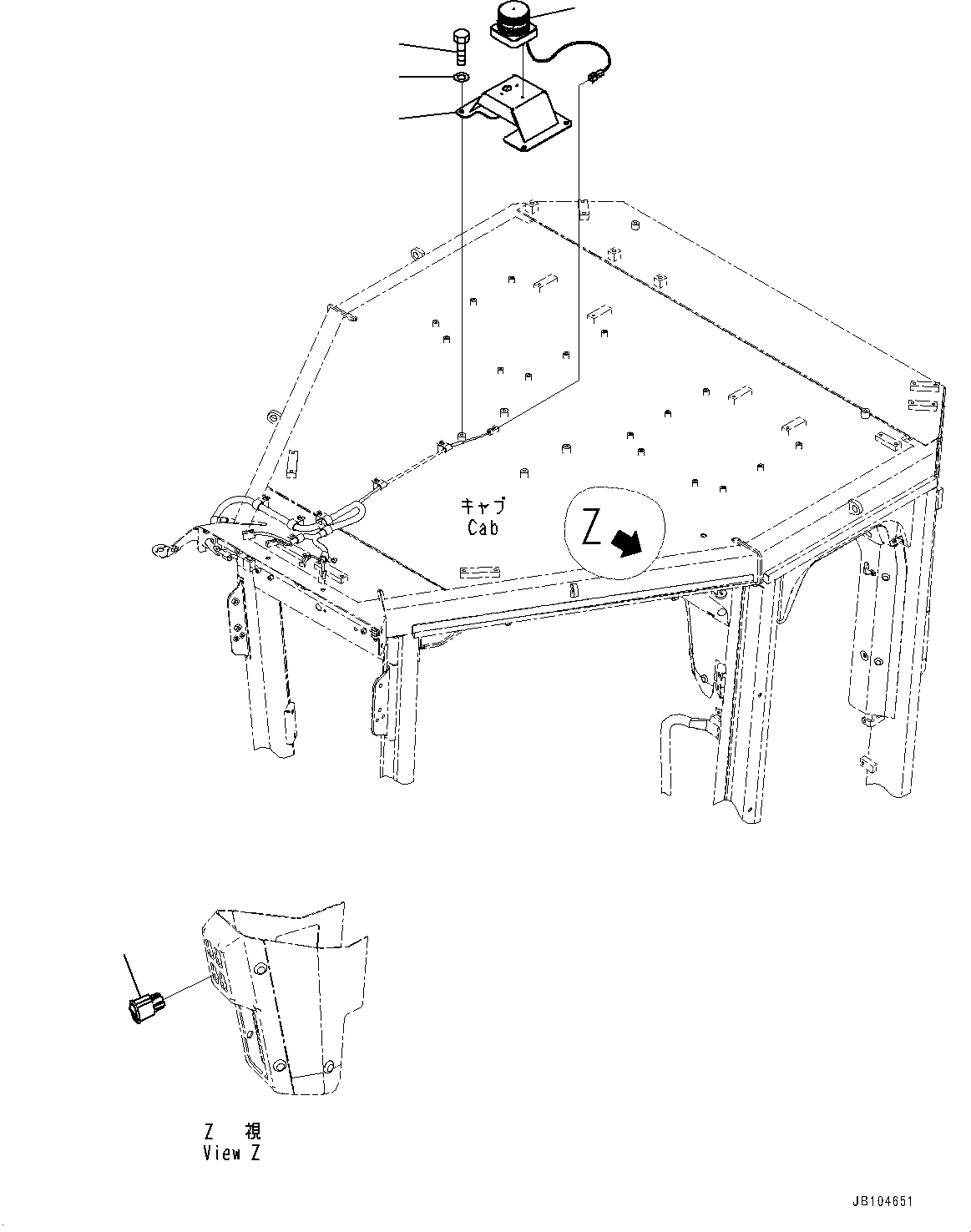 Komatsu parts book diagram for GD955-7M0 S/N 31001-UP: BEACON LAMP, (#30001-)