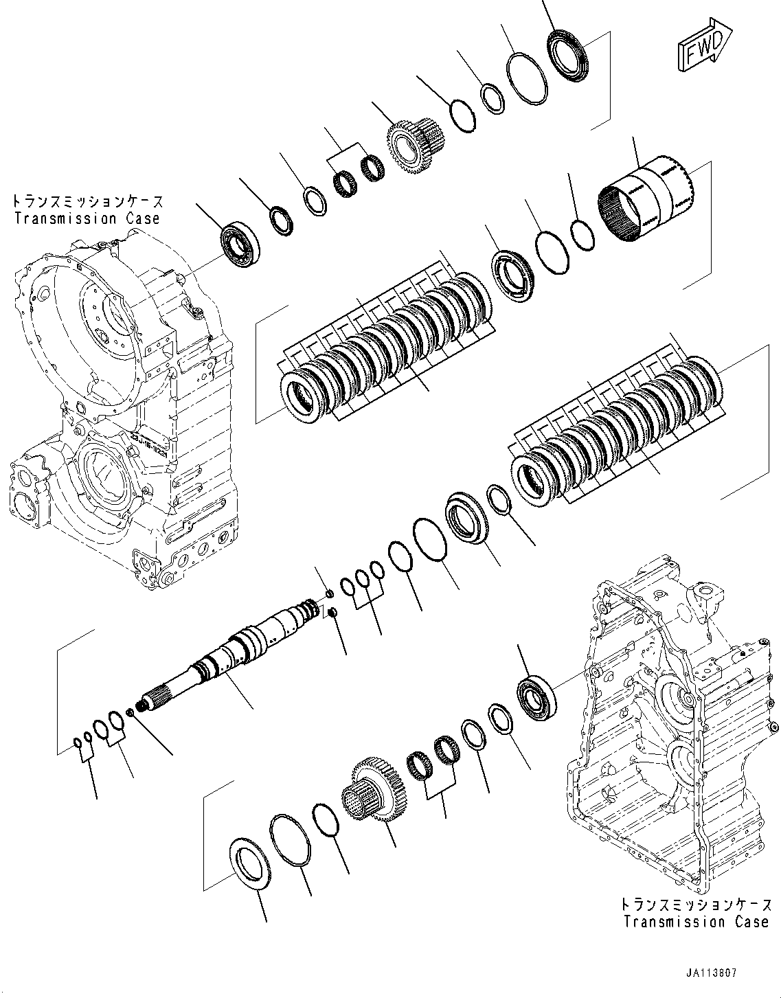 Komatsu parts book diagram for GD955-7M0 S/N 31001-UP: TORQUE CONVERTER AND TRANSMISSION, FORWARD AND REVERSE CLUTCH(#30001-)