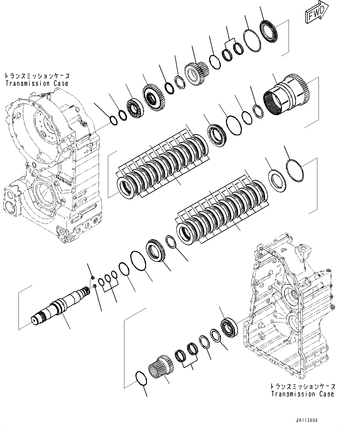 Komatsu parts book diagram for GD955-7M0 S/N 31001-UP: TORQUE CONVERTER AND TRANSMISSION, 1ST AND 2ND SPEED CLUTCH(#30001-)