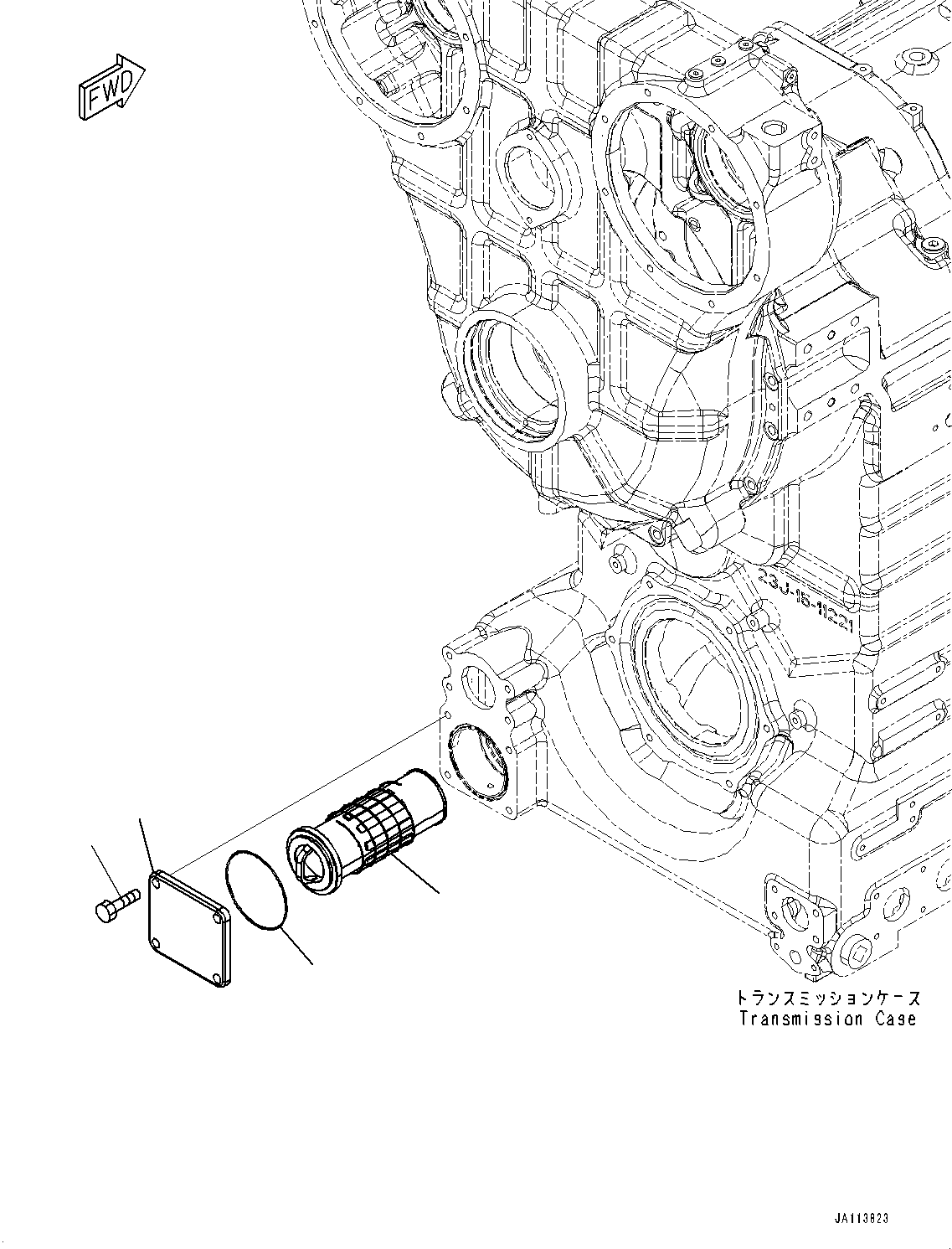 Komatsu parts book diagram for GD955-7M0 S/N 31001-UP: TORQUE CONVERTER AND TRANSMISSION, STRAINER(#30001-)