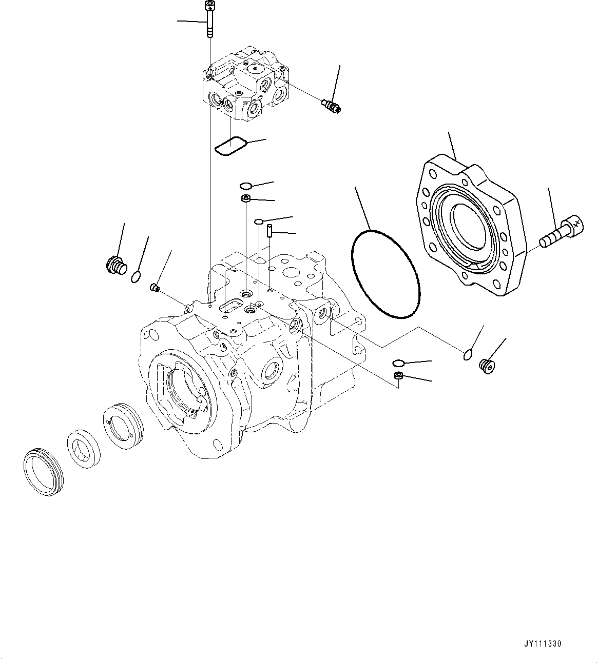 Komatsu parts book diagram for GD955-7M0 S/N 31001-UP: TORQUE CONVERTER AND TRANSMISSION, PISTON PUMP (4/14) (WORK EQUIPMENT PUMP)(#30001-)