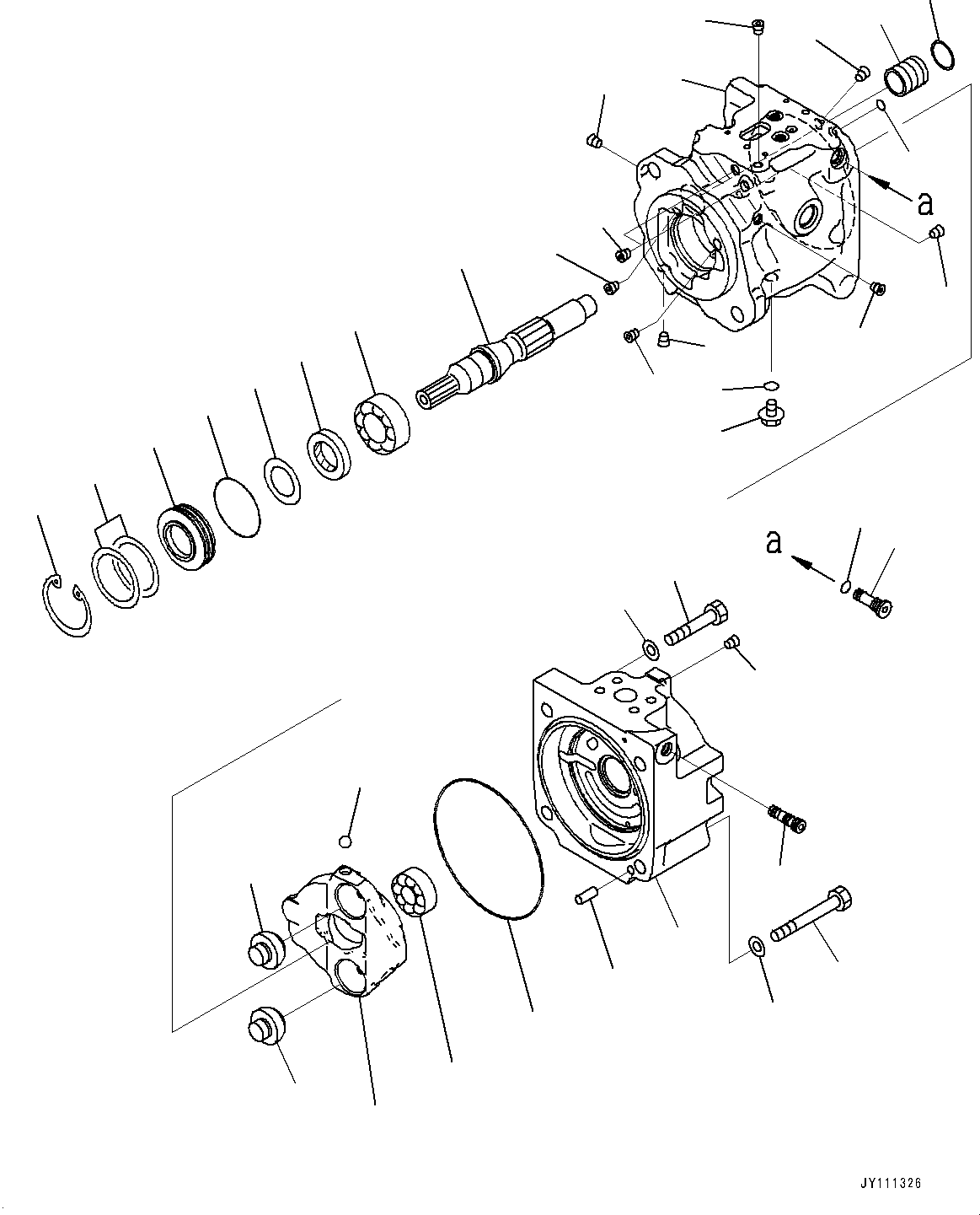 Komatsu parts book diagram for GD955-7M0 S/N 31001-UP: TORQUE CONVERTER AND TRANSMISSION, PISTON PUMP (5/14) (WORK EQUIPMENT PUMP)(#30001-)