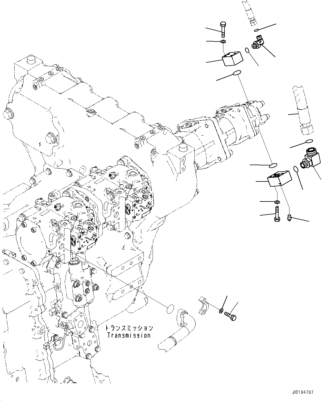 Komatsu parts book diagram for GD955-7M0 S/N 31001-UP: TORQUE CONVERTER AND TRANSMISSION, BLOCK PIPING(#30001-)