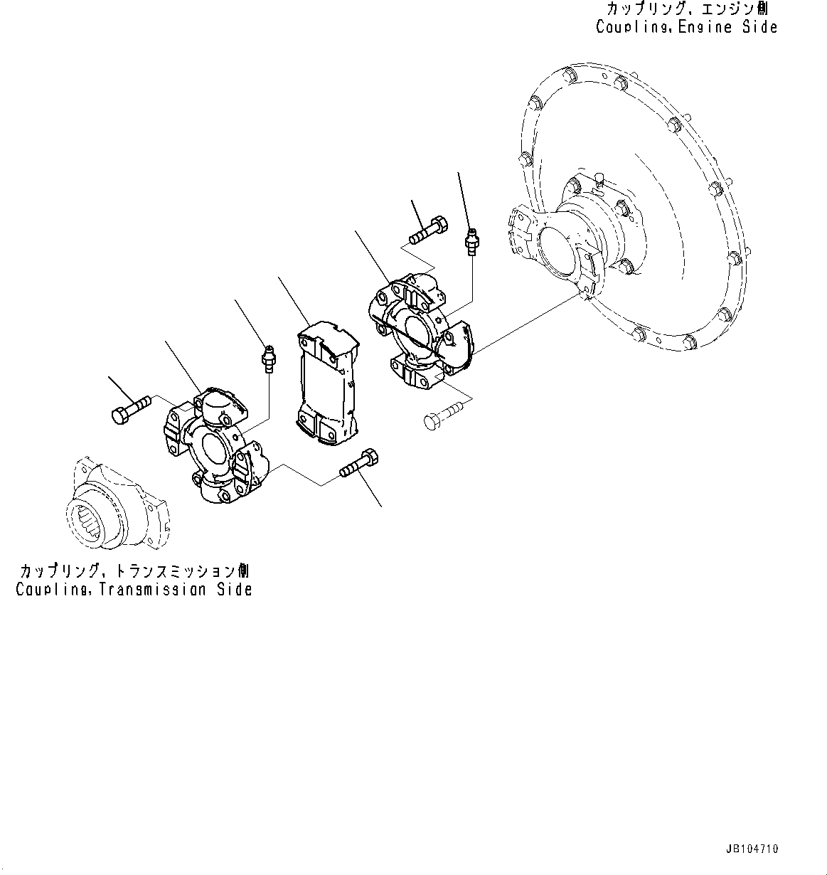 Komatsu parts book diagram for GD955-7M0 S/N 31001-UP: TORQUE CONVERTER AND TRANSMISSION, DRIVE SHAFT (2/2)(#30001-)