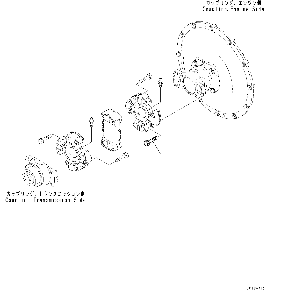 Komatsu parts book diagram for GD955-7M0 S/N 31001-UP: TORQUE CONVERTER AND TRANSMISSION, DRIVE SHAFT MOUNTING (2/2)(#30001-)