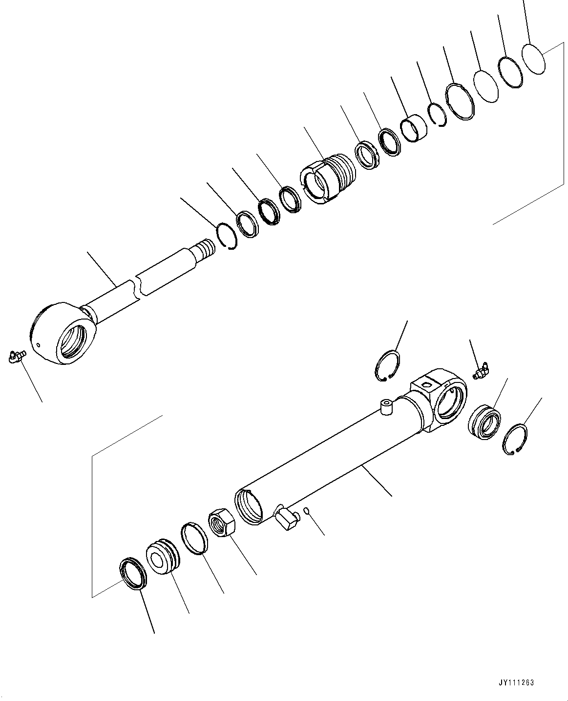 Komatsu parts book diagram for GD955-7M0 S/N 31001-UP: FRONT AXLE, INNER PARTS, STEERING CYLINDER, R.H.(#30001-)