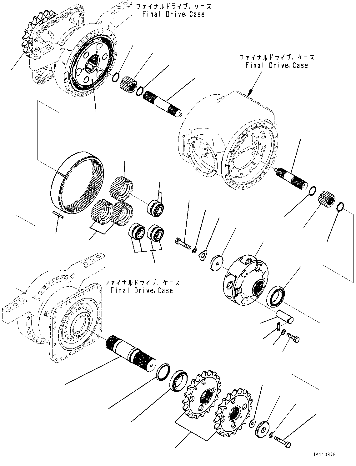 Komatsu parts book diagram for GD955-7M0 S/N 31001-UP: REAR AXLE, FINAL DRIVE, PLANETARY GEAR(#30001-)