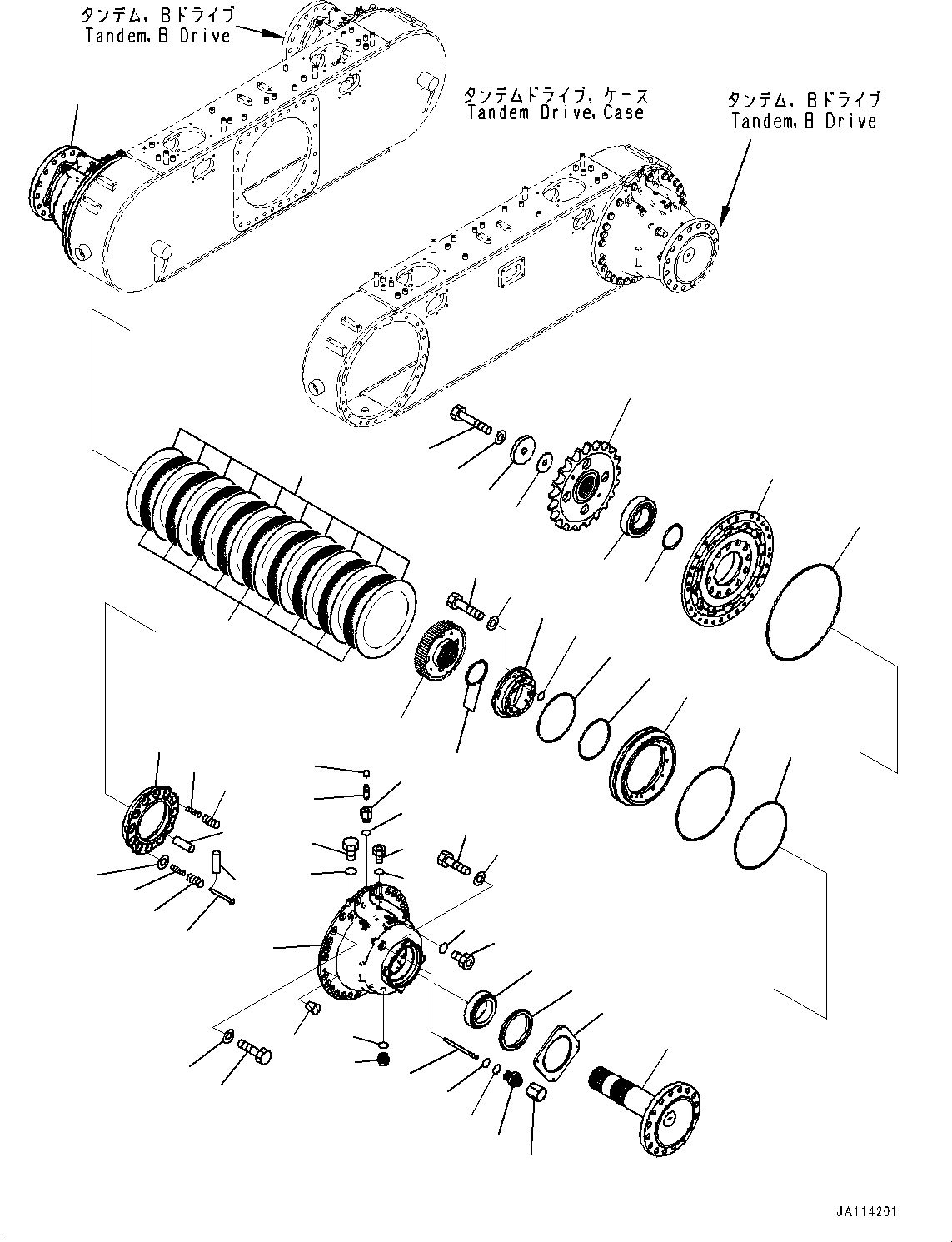 Komatsu parts book diagram for GD955-7M0 S/N 31001-UP: REAR AXLE, TANDEM, A DRIVE(#30001-)