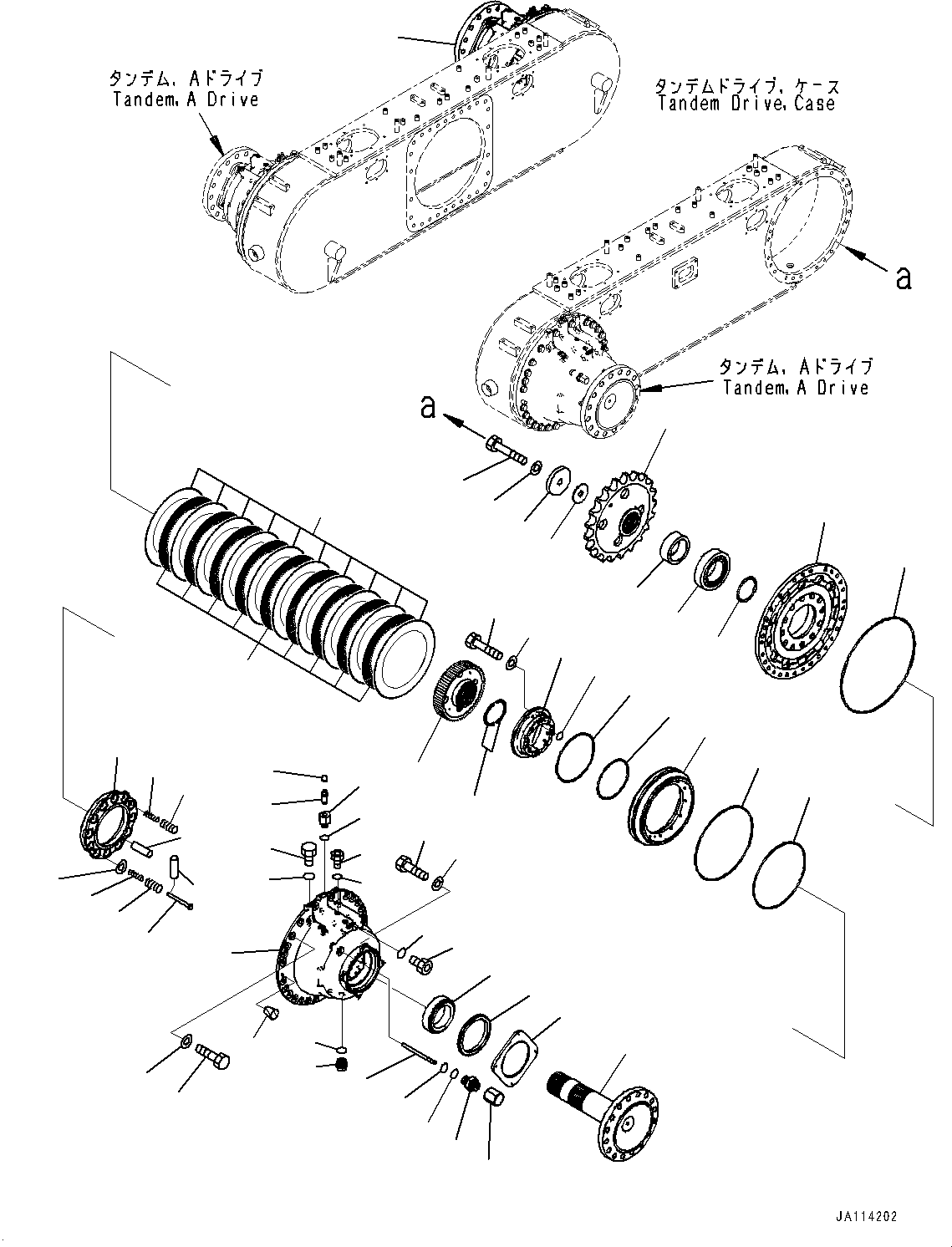 Komatsu parts book diagram for GD955-7M0 S/N 31001-UP: REAR AXLE, TANDEM, B DRIVE(#30001-)