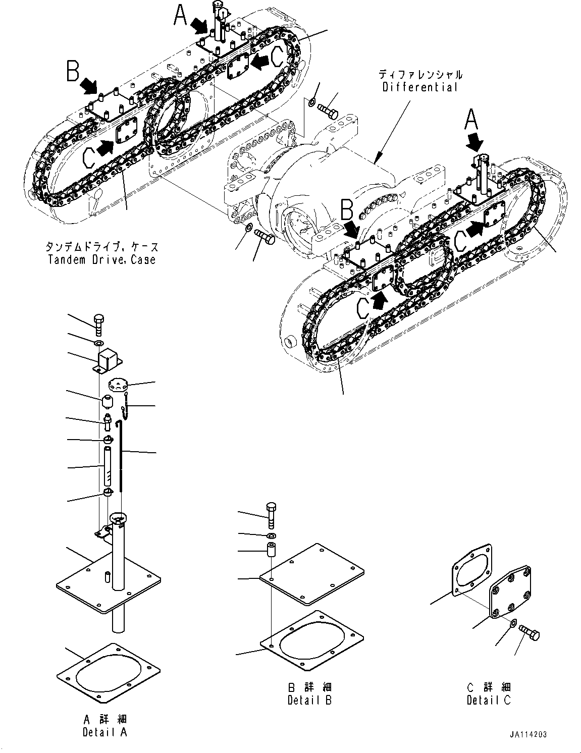 Komatsu parts book diagram for GD955-7M0 S/N 31001-UP: REAR AXLE, TANDEM RELATED PARTS(#30001-)