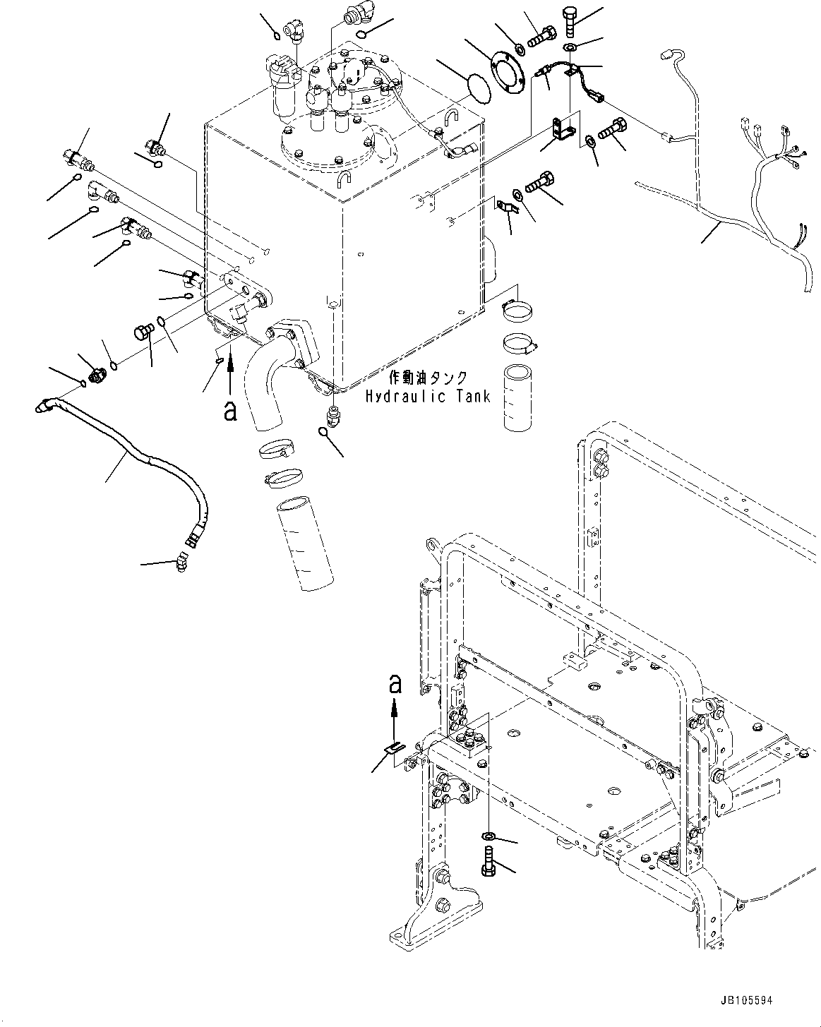 Komatsu parts book diagram for GD955-7M0 S/N 31001-UP: HYDRAULIC TANK RELATED MISCELLANEOUS PARTS, HYDRAULIC TANK RELATED PARTS(#30001-)