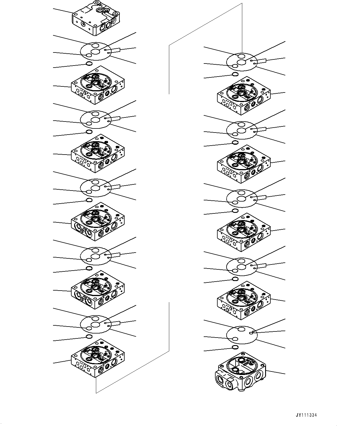 Komatsu parts book diagram for GD955-7M0 S/N 31001-UP: CONTROL VALVE, 9-VALVE (1/25)(#30001-)