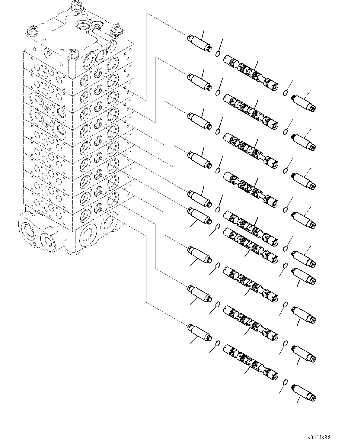 Komatsu parts book diagram for GD955-7M0 S/N 31001-UP: CONTROL VALVE, 9-VALVE (3/25)(#30001-)