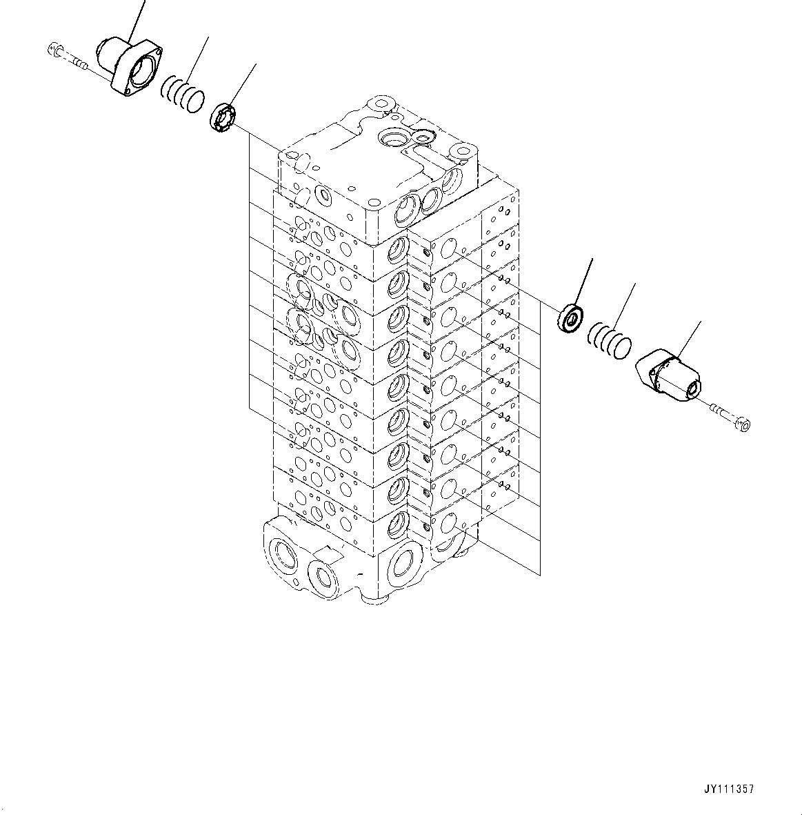 Komatsu parts book diagram for GD955-7M0 S/N 31001-UP: CONTROL VALVE, 9-VALVE (5/25)(#30001-)