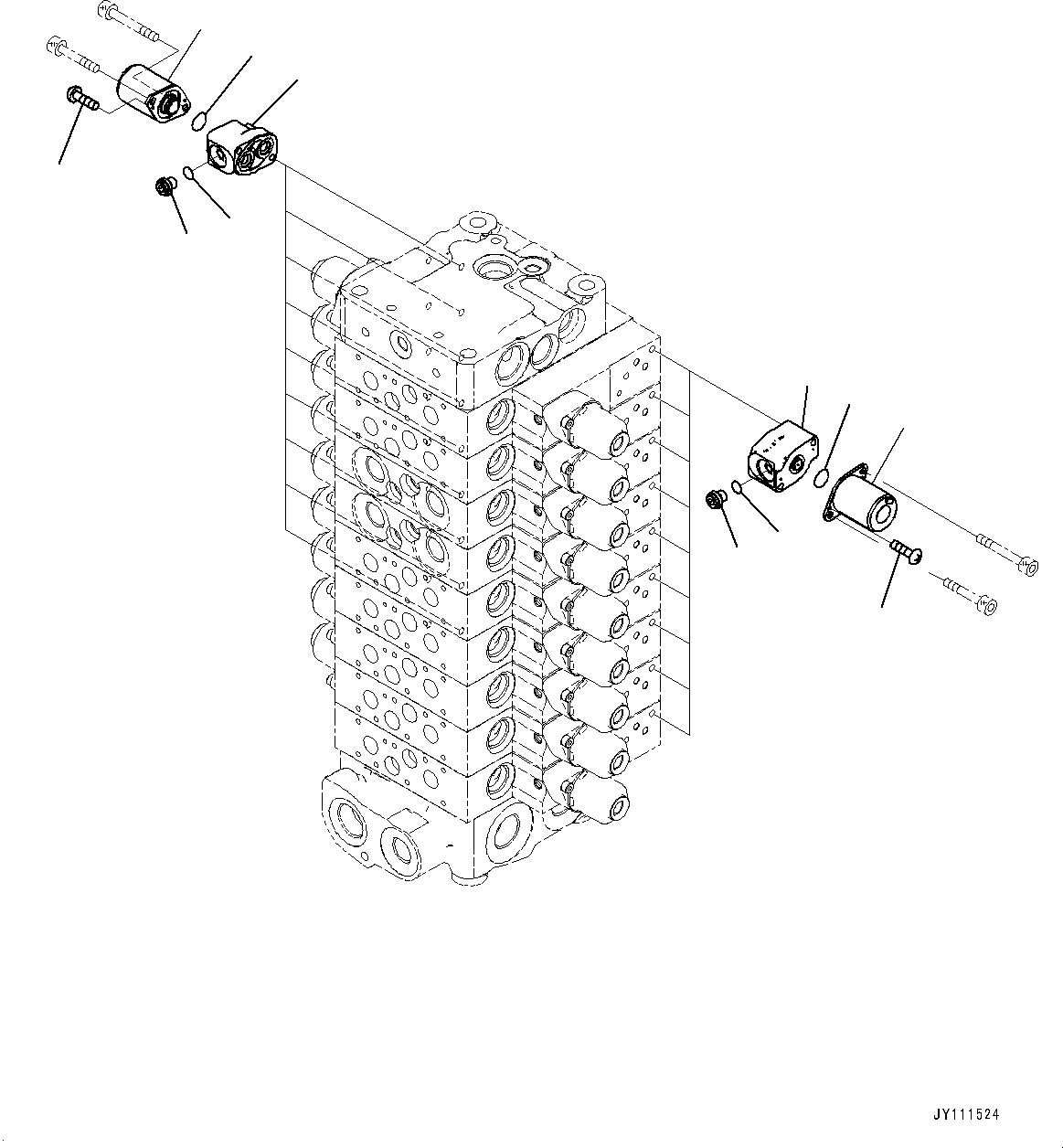 Komatsu parts book diagram for GD955-7M0 S/N 31001-UP: CONTROL VALVE, 9-VALVE (6/25)(#30001-)
