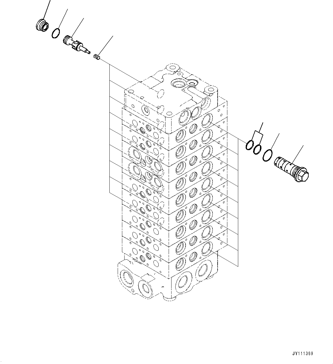 Komatsu parts book diagram for GD955-7M0 S/N 31001-UP: CONTROL VALVE, 9-VALVE (10/25)(#30001-)