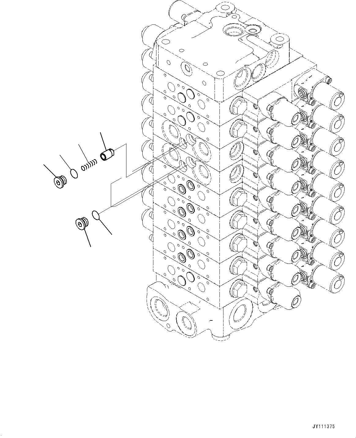 Komatsu parts book diagram for GD955-7M0 S/N 31001-UP: CONTROL VALVE, 9-VALVE (12/25)(#30001-)